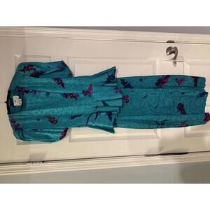 Vintage Flora Kung 80s/90s Silk Skirt Suit Set, Size 6